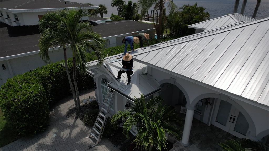 Right Way Roofing - Drone shot of roofer finishing a Florida roofing project